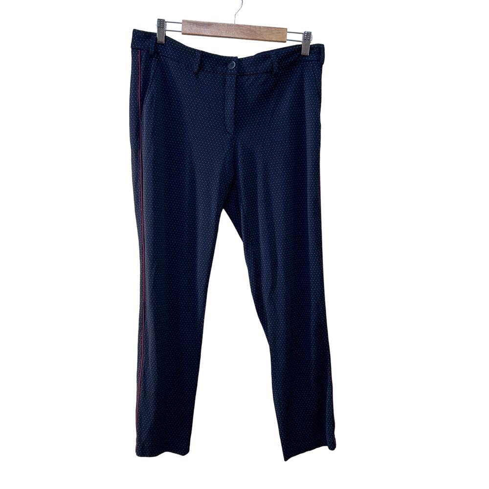 Brax Maron Trouser Pants Women's 42 US 12 Navy Dot Career Wear to Work Travel